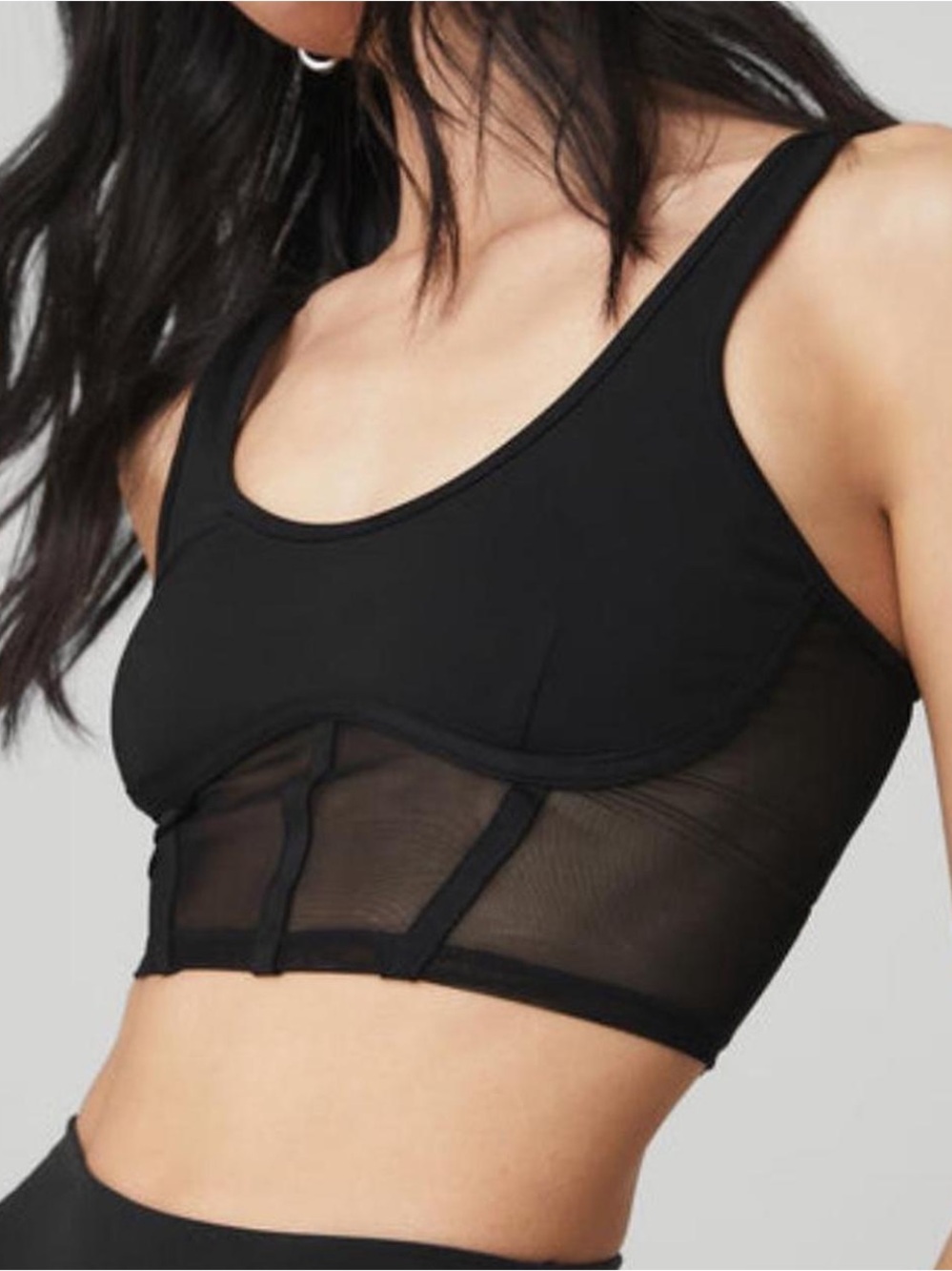ALO Airbrush Mesh Corset Black Yoga Tank Top